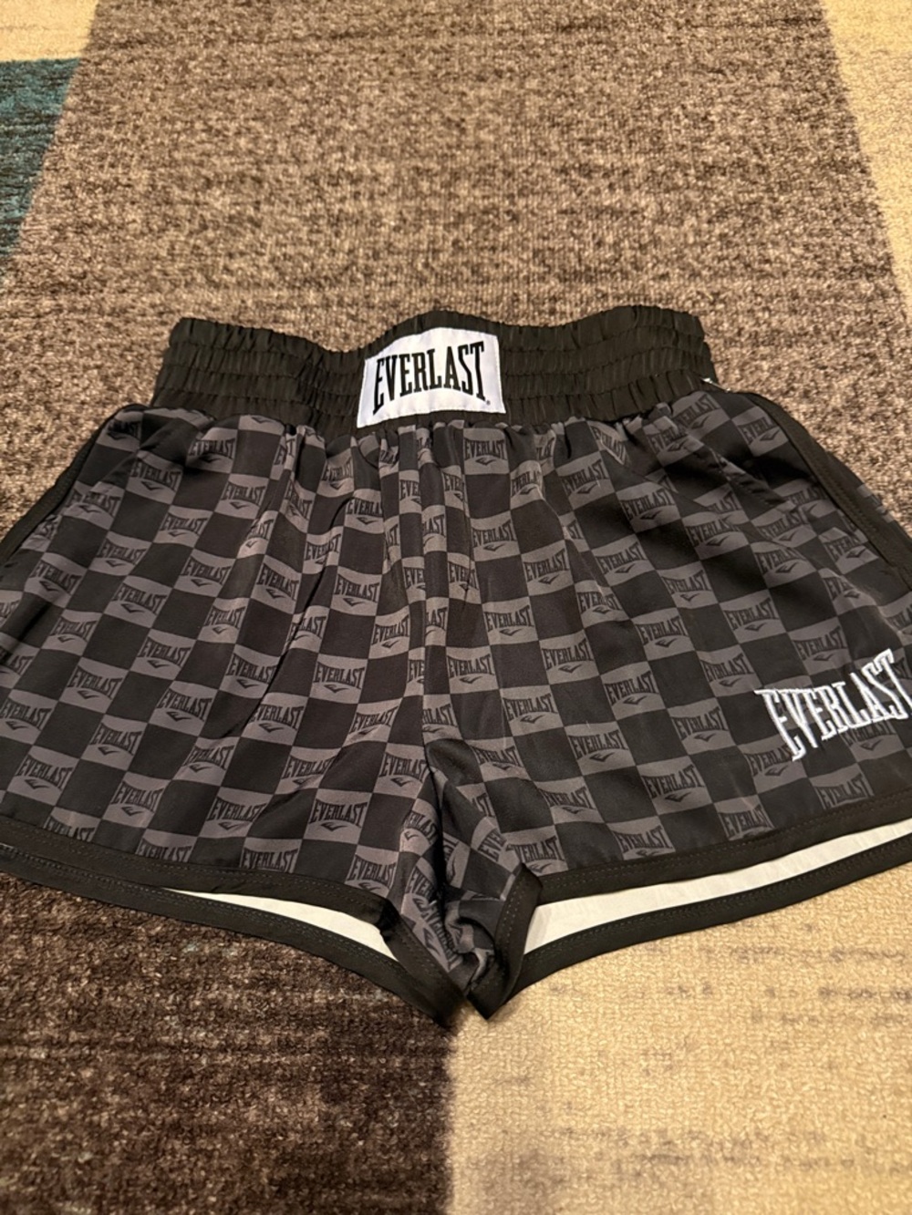 Everlast Black and Dark Gray Checker Athletic Shorts